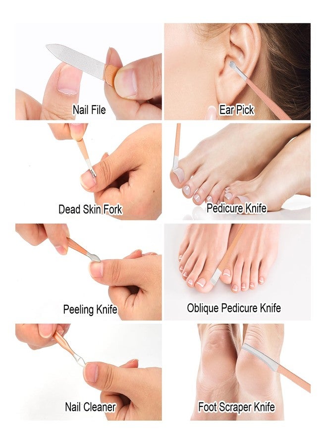 LifHap Professional Nail Care Kit - 18-Piece Manicure Set with Stainless Steel Ingrown Nail Toenail Cuticle Cutter Clipper Pedicure Kit,Grooming Kits with Portable Travel Case.(Rose Gold) - Image 5